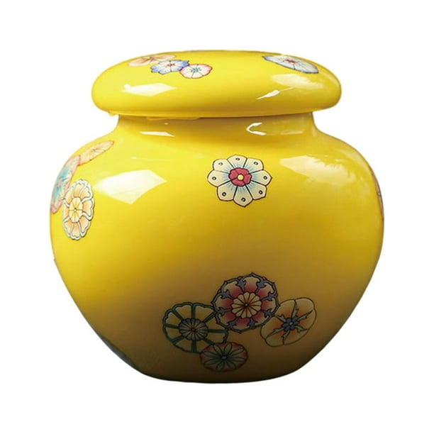 Porcelain Ginger Jar Chinese with Lid Porcelain Tea Jar Home Decorations Ceramic Yellow Walmart.ca