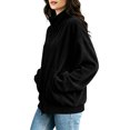 thumbnail image 6 of Staron Corduroy Jacket for Women Stand Collar Zip Up Long Sleeve Loose Oversized Casual Comfy Basic Travel Workout Coat, Black S, 6 of 7