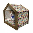 thumbnail image 1 of Birds Pet House, Futuristic Design of Contrast Colored Toucan Cockatoo Parrot Flamingo and Pelican, Outdoor & Indoor Portable Dog Kennel with Pillow and Cover, 5 Sizes, Multicolor, by Ambesonne, 1 of 5