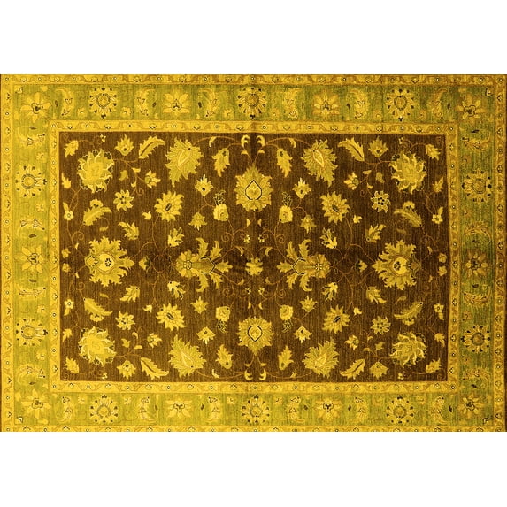 Ahgly Company Indoor Rectangle Oriental Yellow Industrial Area Rugs, 2' x 5'