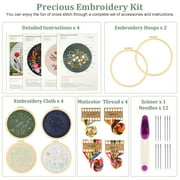 Celectigo Embroidery Kit for Beginners — 4Pack Floral Cross Stitch Kits with 27Pcs Sewing Set of Hoops, Threads, Needles