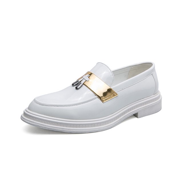 Zapatos casuales de peluquería para hombre, mocasines, zapatos de moda, zapatos de diseñador de charol para hombre, Sepatu Slip On Pria (25 cm)