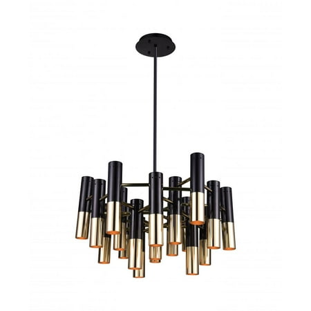 

19 Light Down Chandelier with Matte Black & Satin Gold finish