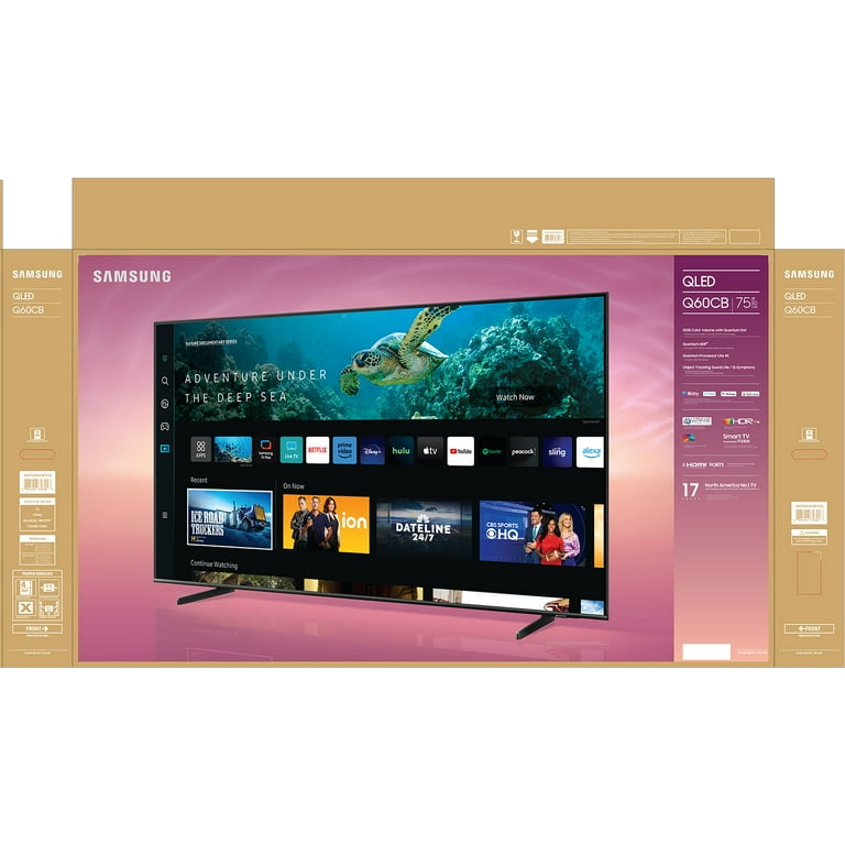 SAMSUNG Paquete de Smart TV QN75Q60TAFXZA Class Q60T QLED 4K UHD HDR de 75  pulgadas con paquete de protección mejorada CPS