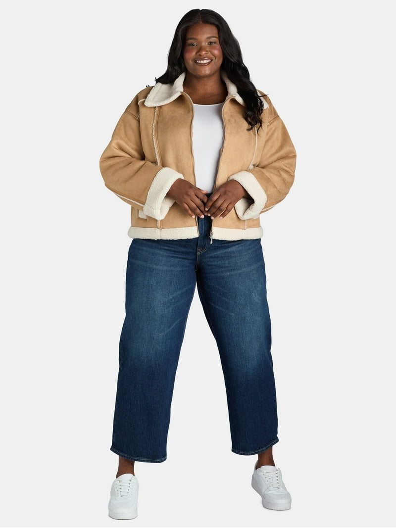 ジャケット・アウター Faux Shearling Lined Bomber denim BLANKNYC Faux Shearling Lined Denim Bomber Jacket