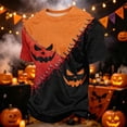thumbnail image 2 of Fabrcox S-4XL Mens Halloween Shirt Pumpkin Ghost Shirt Full Moon Print Spooky Corduroy Celebration Fall Holiday Big and Tall Shirts for Men, 2 of 7