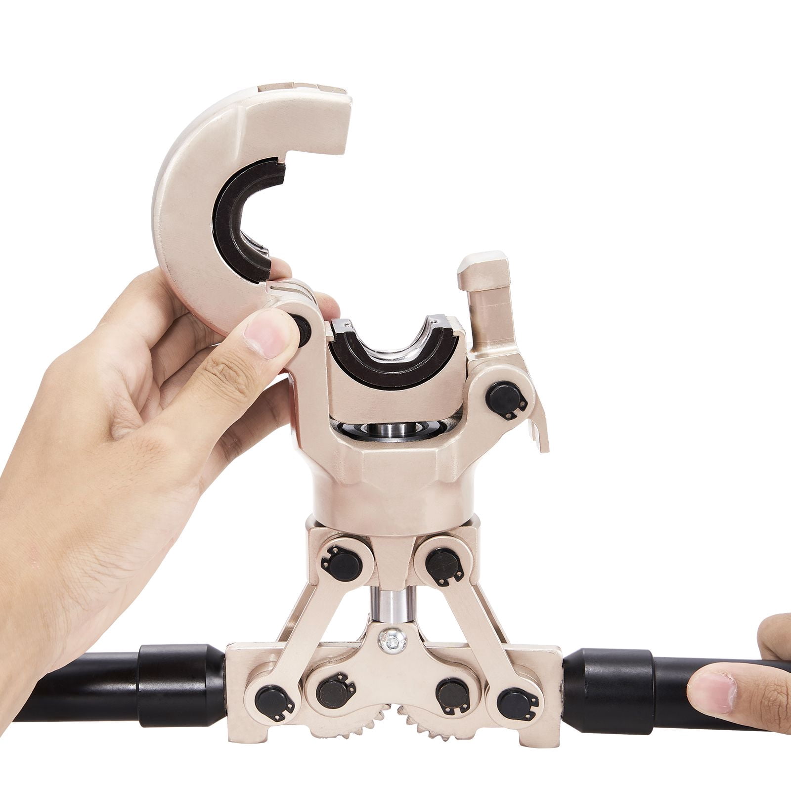 Rotatable Hydraulic Copper Pipe Press Crimper Kit with Extendable Handle, 1/2",3/4",1" Quick Swap Jaws, Compliant with ASTM B88 & B75 Copper Tube Standards