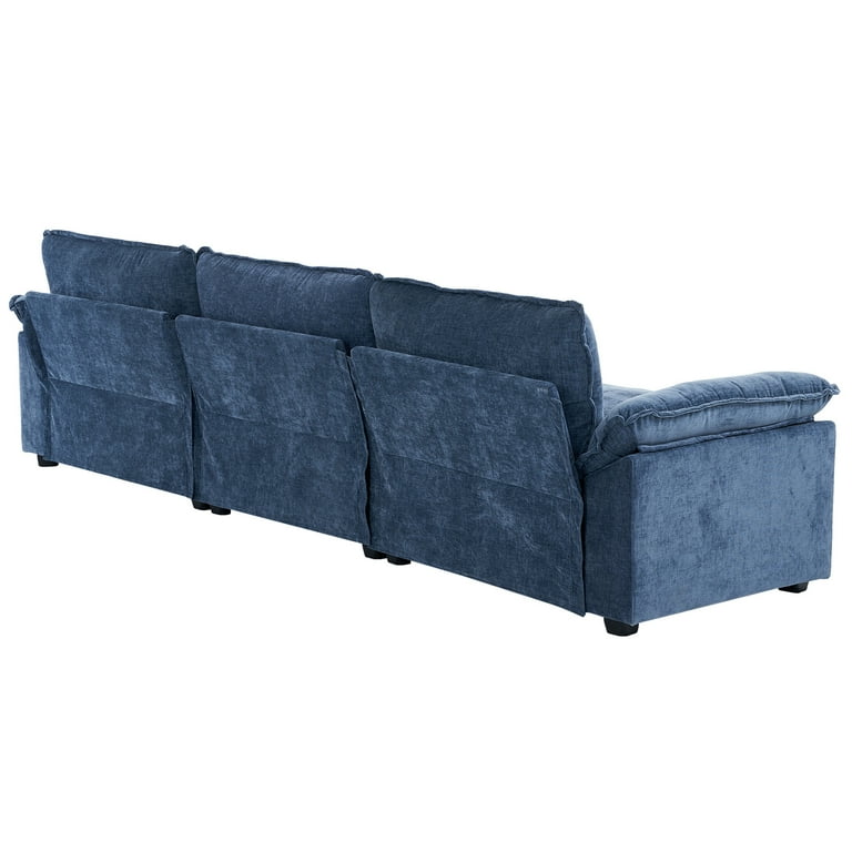 Zimtown Chenille L-Shaped Sofa with Removable Ottoman, Convertible