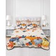 thumbnail image 2 of Quilt King Size Bedding Set, Thanksgiving Reversible Summer Quilt 3 Pieces, Fall Squirrel Pumpkin Maple Leaves Floral Lightweight Bedspreads Coverlets with 2 Pillow Shams for All Seasons, 2 of 5
