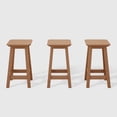 thumbnail image 5 of WestinTrends Malibu 24" HDPE Outdoor Patio Counter High Backless Square Bar Stools Set of Three, Teak, 5 of 8