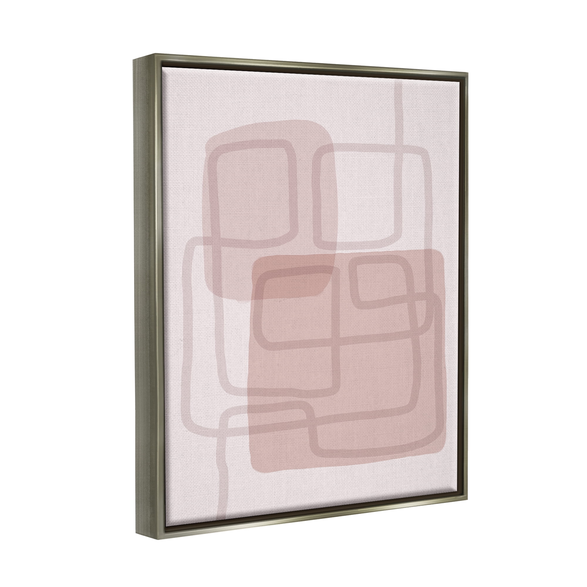 Stupell Industries Soft Abstract Boho Squares Abstract Painting Gray Floater Framed Art Print Wall Art