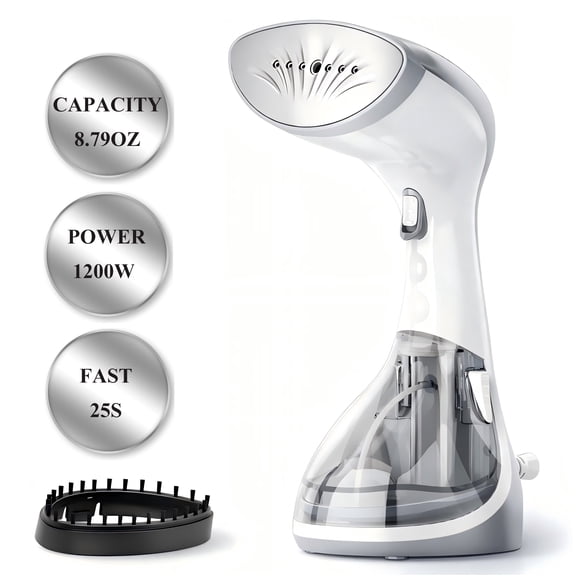 WHALLULTRA Handheld Garment Steamer for Clothes, 1200W Powerful Wrinkle Remover with 25s Fast Heat Up, 260ml Large Water Tank, Portable for Home Office & Travel