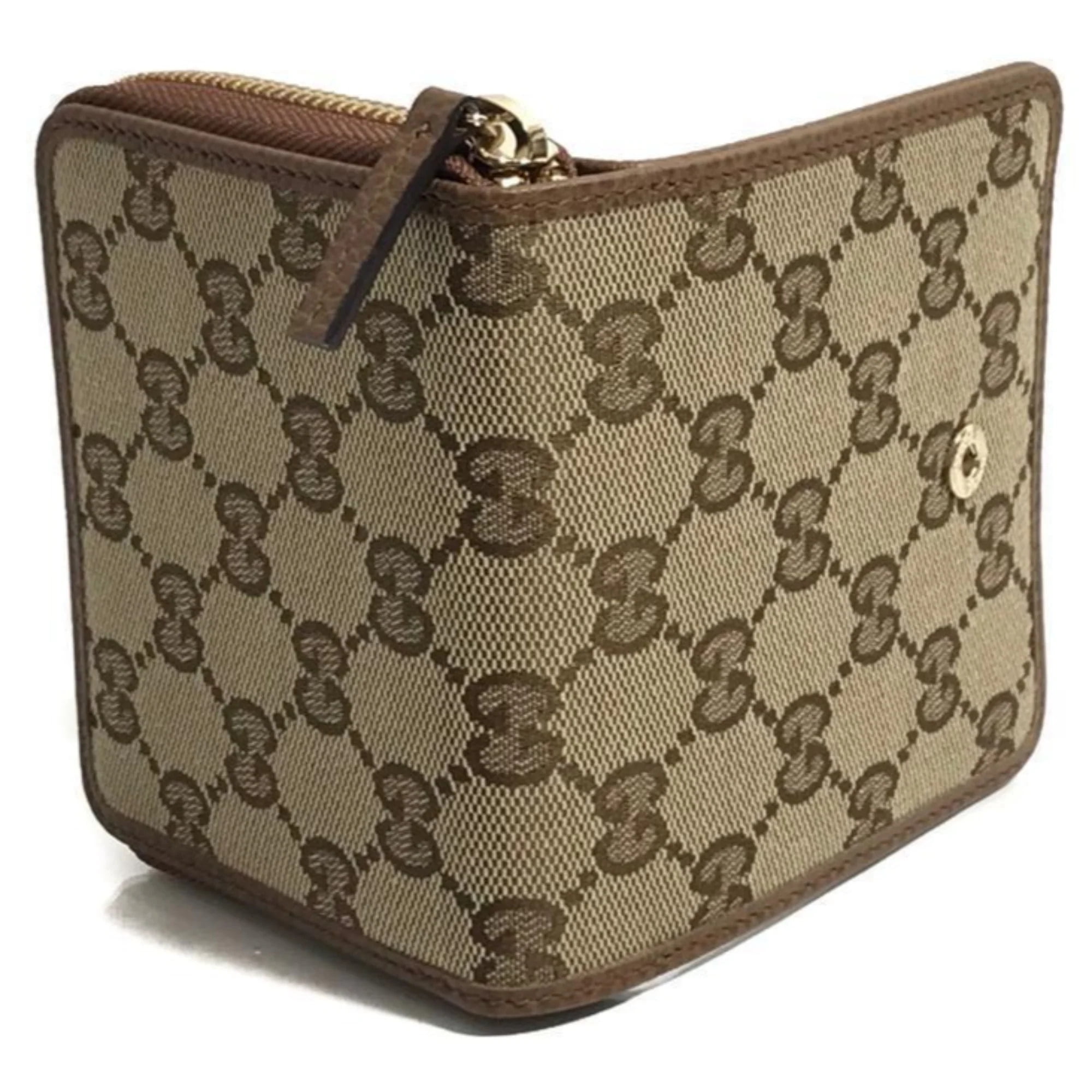 Gucci Beige Original GG Canvas Brown Leather Trim Wallet Walmart