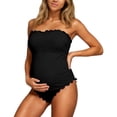 thumbnail image 2 of Maternity Women One-Piece Bathing Suit Solid Color Sleeveless Swimsuit Print Swimwear For Beach Pool Vacation, 2 of 9