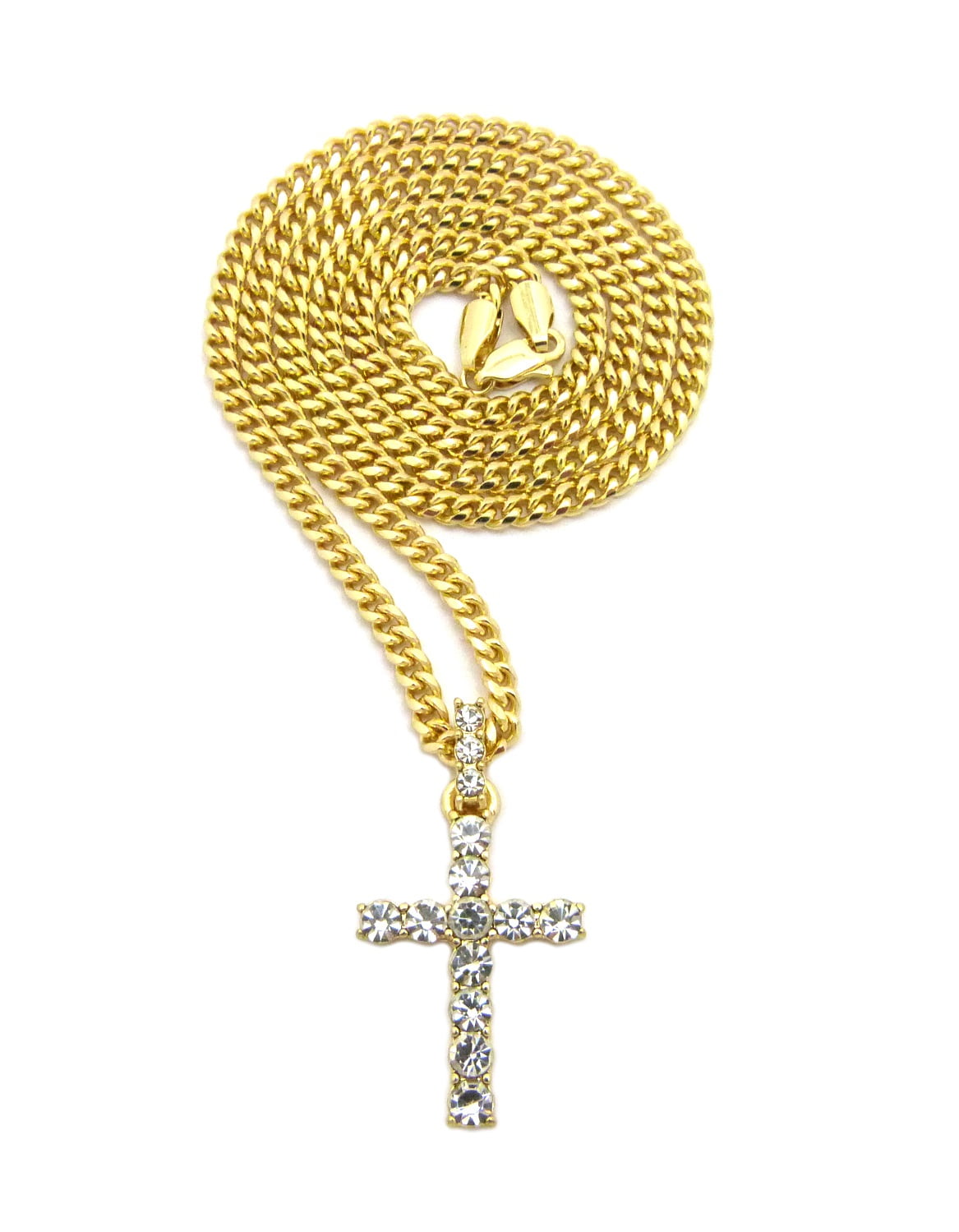 NYFASHION101 Stone Stud Hollow Star Micro Pendant w// 3mm 24 Cuban Chain Necklace