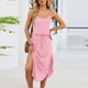 thumbnail image 1 of TaTaai Women Casual Solid Thin Strap Sleeveless Drawstring Waist Side Slit Dress 2 Piece Set Ladies Holiday Vacation Wear Lightweight Breathable Comfortable Dress Set Gift, 1 of 8