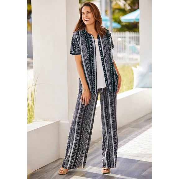 Woman Within Plus Size Pull-On Elastic Waist Soft Pants