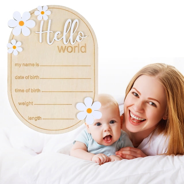 " World" Wooden Birth Announcement Customizable Baby Name Sign Newborn Keepsake Plaque