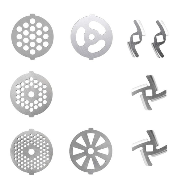 FashionCha 9Pcs Meat Grinder Attachment Grinding Blade Durable Stainless Steel Meat Grinder