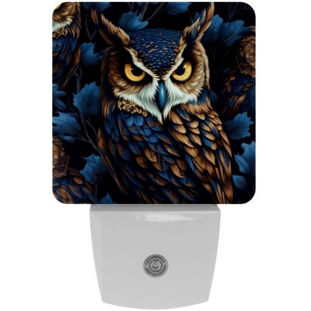 

Owl LED Square Night Lights - Energy Efficient and Stylish Decor for Any Room | Set of 2 Dimmable Bedside Lamps with Touch Control and Auto Timer