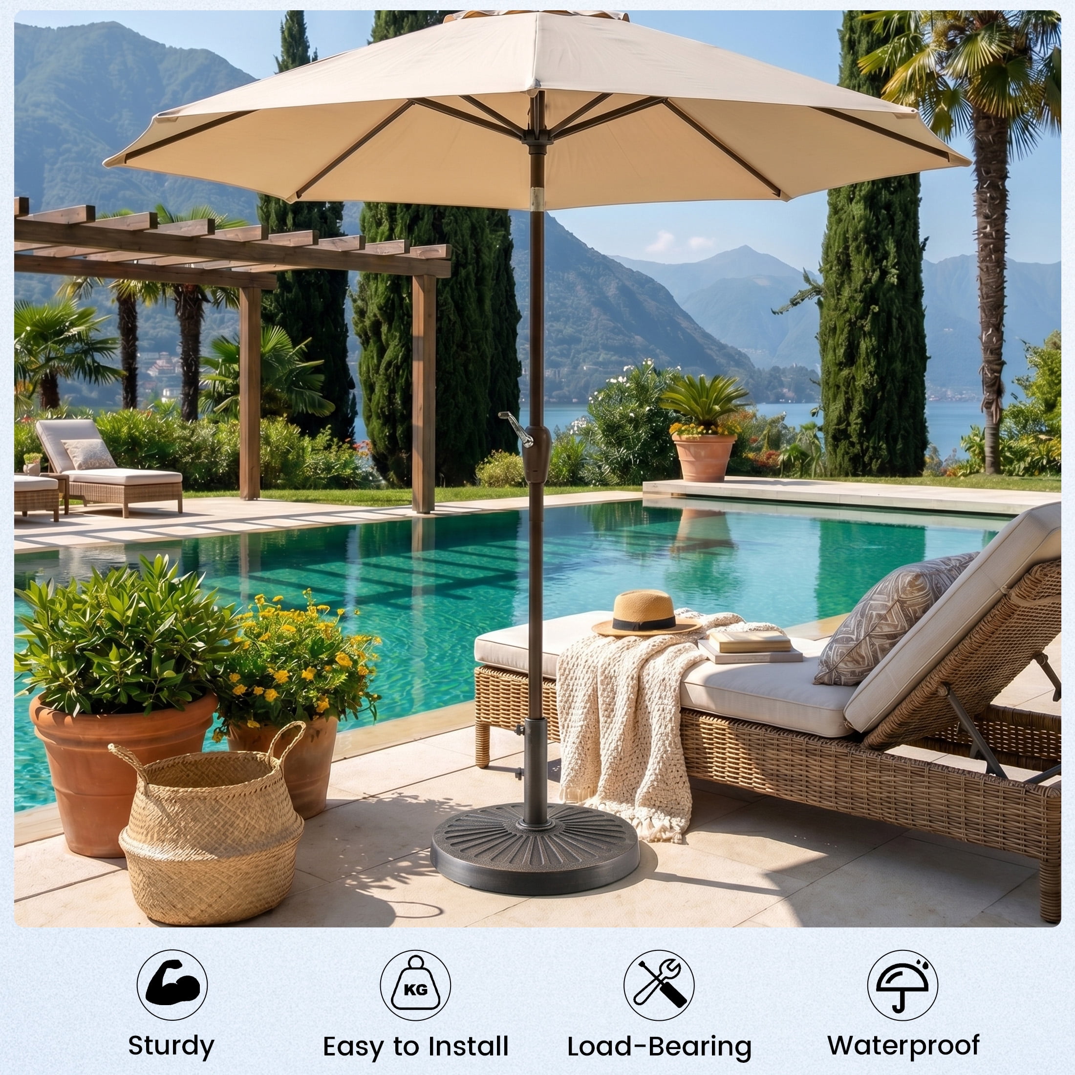 CONCETTA 18 inch Resin Patio Umbrella Base, Universal Fit for Outdoor Umbrellas