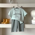 thumbnail image 5 of Bovxnpu Unisex Girls Summer Outfits Casual Loungewear Set Graphic Short Sleeve Crewneck Kids Soft Loungewear Pants Set, 5 of 6