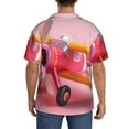 thumbnail image 3 of Balery Colorful Cartoon Biplane Camisa Casual de Manga Corta con Botones para Hombre, Texturizada, Estilo Cubano, para Playa, Verano-Large, 3 of 5