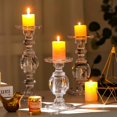 thumbnail image 2 of G Glass Taper and Pillar Baluster Stem Candlesticks Set of 3, Clear 11.5" 9.5" 7.5" for Dinner Table Wedding Party Home Decor Heavy Solid Glass Holder Votive Stand Large Tall Long, 2 of 6