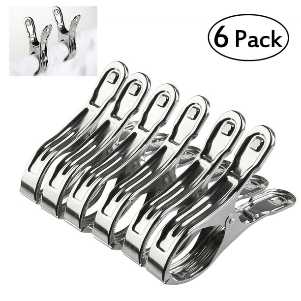 BRIGHTFUFU ULTNICE 6 piezas de acero inoxidable grandes clips de toalla de playa pinzas de plástico para ropa pinzas para colgar ropa