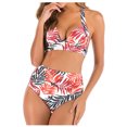 thumbnail image 2 of Women's Bikini Set Fashion Print High Waist Sexy Two Piece Swimsuit for Beach Pool Summer Vacation,Pink,L, 2 of 8