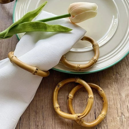 

Natural Handmade Bamboo Napkin Rings Set Natural Rustic Napkin Holders Deco