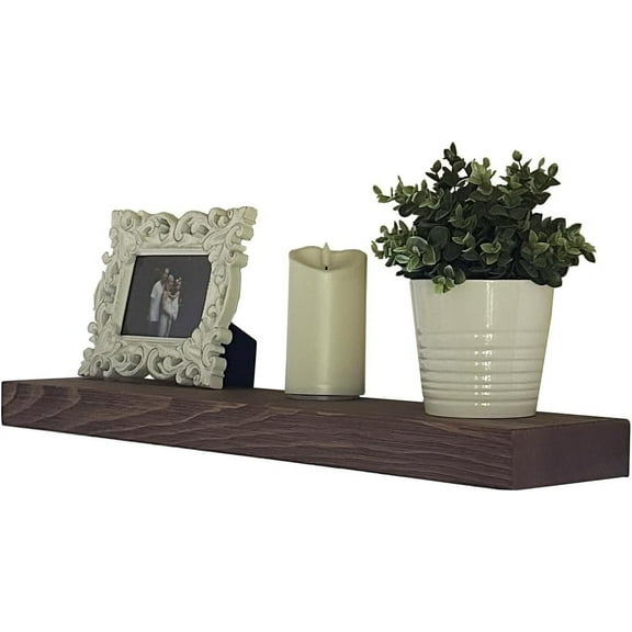 Joel's Antiques 24 Inch Wooden Floating Shelves for Wall - 24x10x2 in - Made of Natural Wood - Long Heavy Duty Rustic Wall Shelves for Bedroom - Perfect for Living Room, Kitchen - Medium Brown