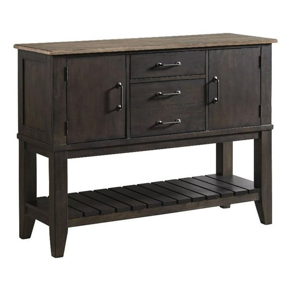 Pemberly Row Transitional Solid Ambrosia Maple Wood Server in Black and Walnut