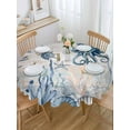 thumbnail image 5 of Sea Turtle Round Tablecloth 54 inches Marine Life Corals Shell Starfish Octopus Ocean Waterproof Oil-Proof Table Cloth Round Table Cover for Holiday Party Picnic Dinner Decor Indoor and Outdoor Use, 5 of 9