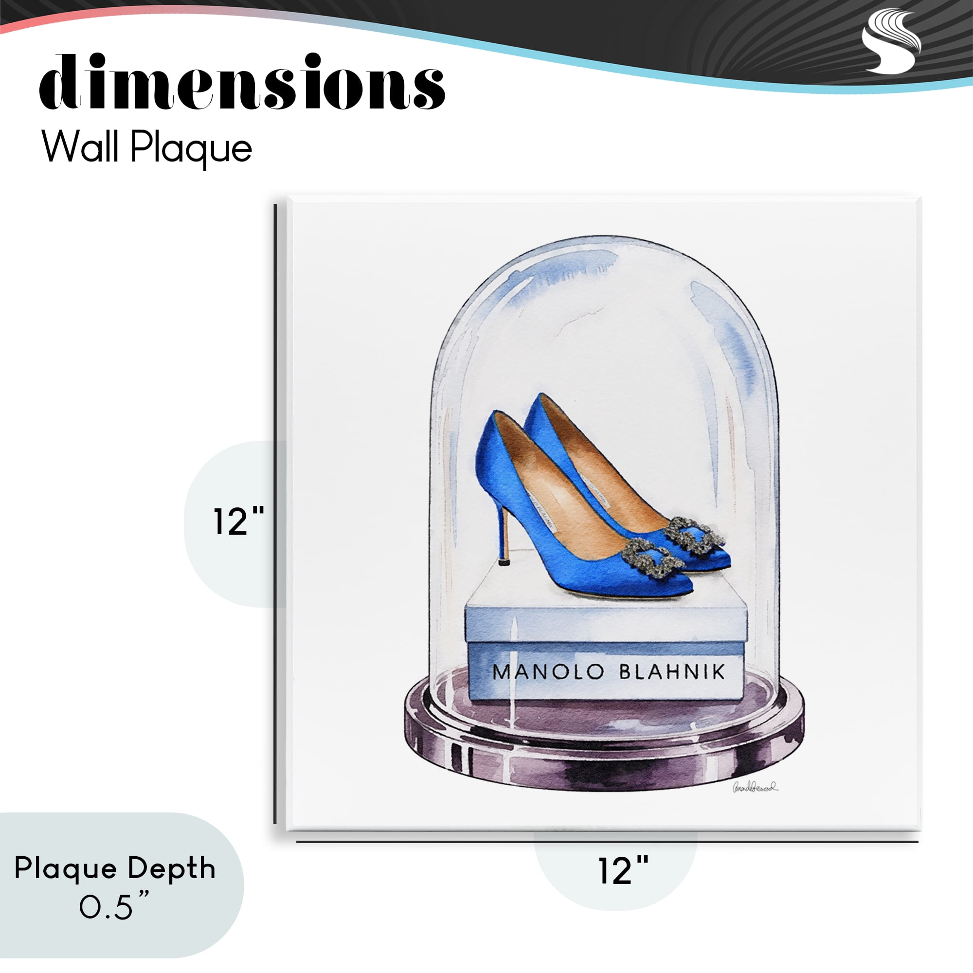 Stupell Industries Blue Heels in Bell Jar Wall Plaque Art, design by Amanda Greenwood