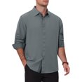 thumbnail image 3 of Men's Formal Shirts Plaid Collar Long Sleeve Button Down Dress Shirt 3XL Gray, 3 of 5