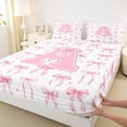 thumbnail image 4 of Manfei Pink Bow Heart Full Size Sheets For Girls,3D Cartoon Letter A Initial Print Bed Sheets For Kids,4pcs, 4 of 6