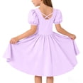 thumbnail image 6 of Mitankcoo Girls Puff Mini Dresses Crew Neck Short Sleeve Cross Back A-Line Dress for Everyday & Vacation Wear, 6 of 8