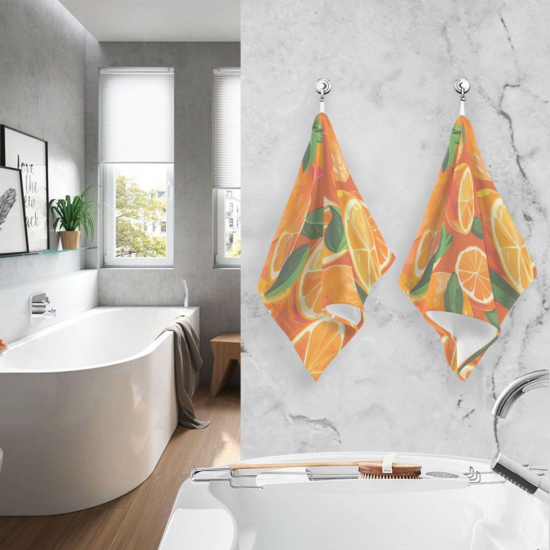 Cotton Towel Two-Piece 16x28 Inch One Sizex2 Face Towel Set Towel Set Cotton Hand Bath Towel Bathroom Beach Mandarin Orange