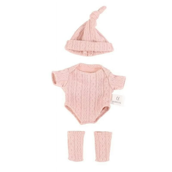 AlevRam 7 inch Knit Onesie Doll Clothes Set Hat & Socks, Bodysuit7 inch Knit Onesie Doll Clothes Set – Hat & Socks, No-Button Bodysuit Outfit for 6-7 inch / 20 cm Mini Silicone Baby Dolls