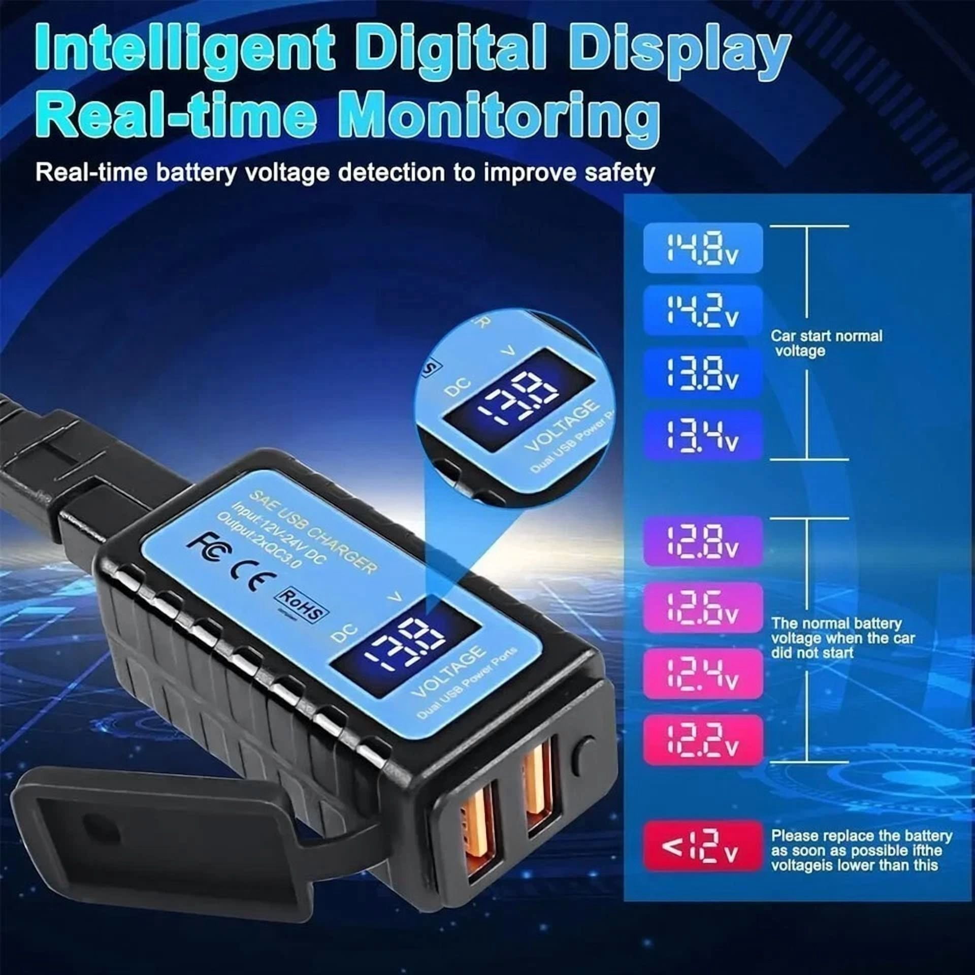 Qc 3.0 Motorcycle Dual Usb Phone Gps Super Fast Charger Adapter Led Waterproof C