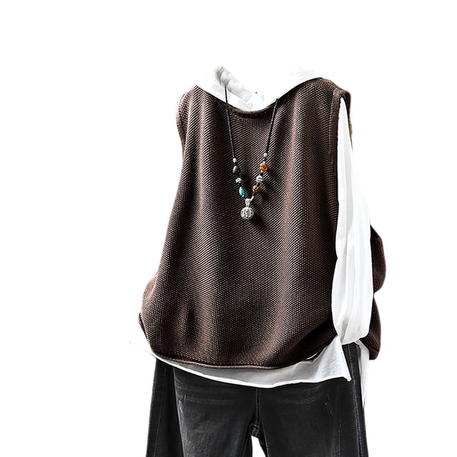 RXMEKW White Coat Women, Solid-Color Knitted Loose Versatile Coat
