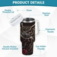 thumbnail image 4 of Ryvnso 30 oz Tumbler with Handle and Straw Insulated Stainless Steel Travel Mug with Lid Owl Flowers Skull, 4 of 9