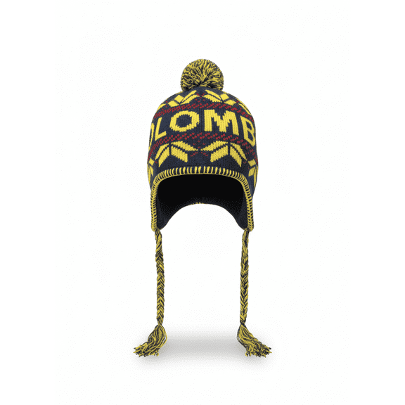 Rhinox Colombia Soccer Fan Peruvian Beanie Hat, 100% Acrylic, Yellow/Blue