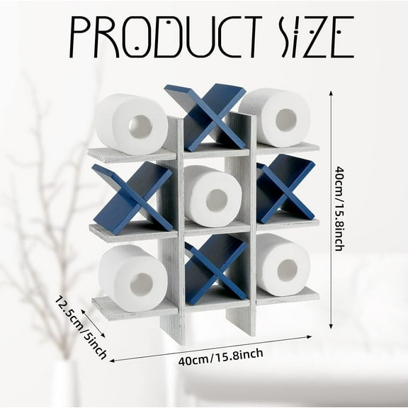 Tic Tac Toe Toilet Paper Holder Wall Decor Rustic Wooden Storage for Bathroom Farmhouse Style