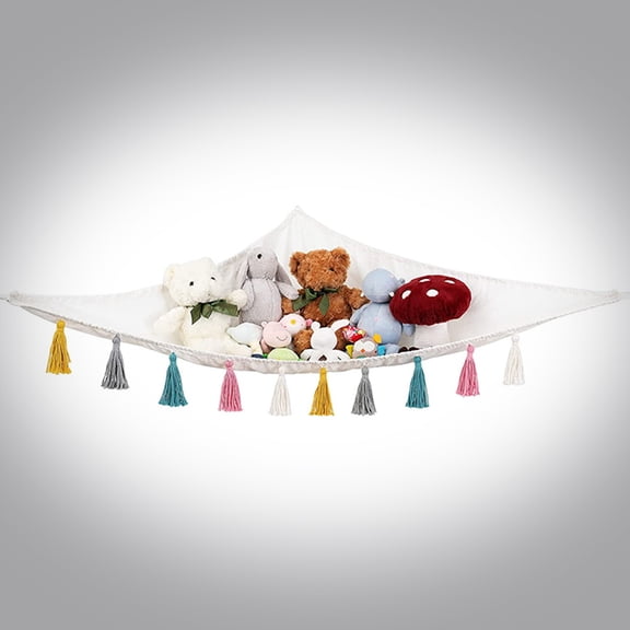 LULULION White Wall Corner Net for Storage with Easy Assembly and Triangle Hanging for Bedroom and Playroom