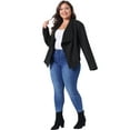 thumbnail image 3 of DARING DIVA Plus Size Faux Suede Lapel Open Front Cardigans Jacket 1X Black, 3 of 6