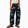 thumbnail image 2 of VBVC Women's Floral Paisley Print Barrel Jeans , High Waisted Denim Pants For Women,Ladies' Baggy Washed Trousers with Pockets,Black,S-2XL, 2 of 8