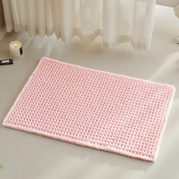Alfombra de baño TYUU con forma de gofre, color rosa melocotón claro, 30 x 50 cm