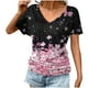 thumbnail image 2 of Puntoco Liquidación de blusas cortas para mujer, blusa informal de manga corta con cuello en V y estampado para mujer, 2 of 3